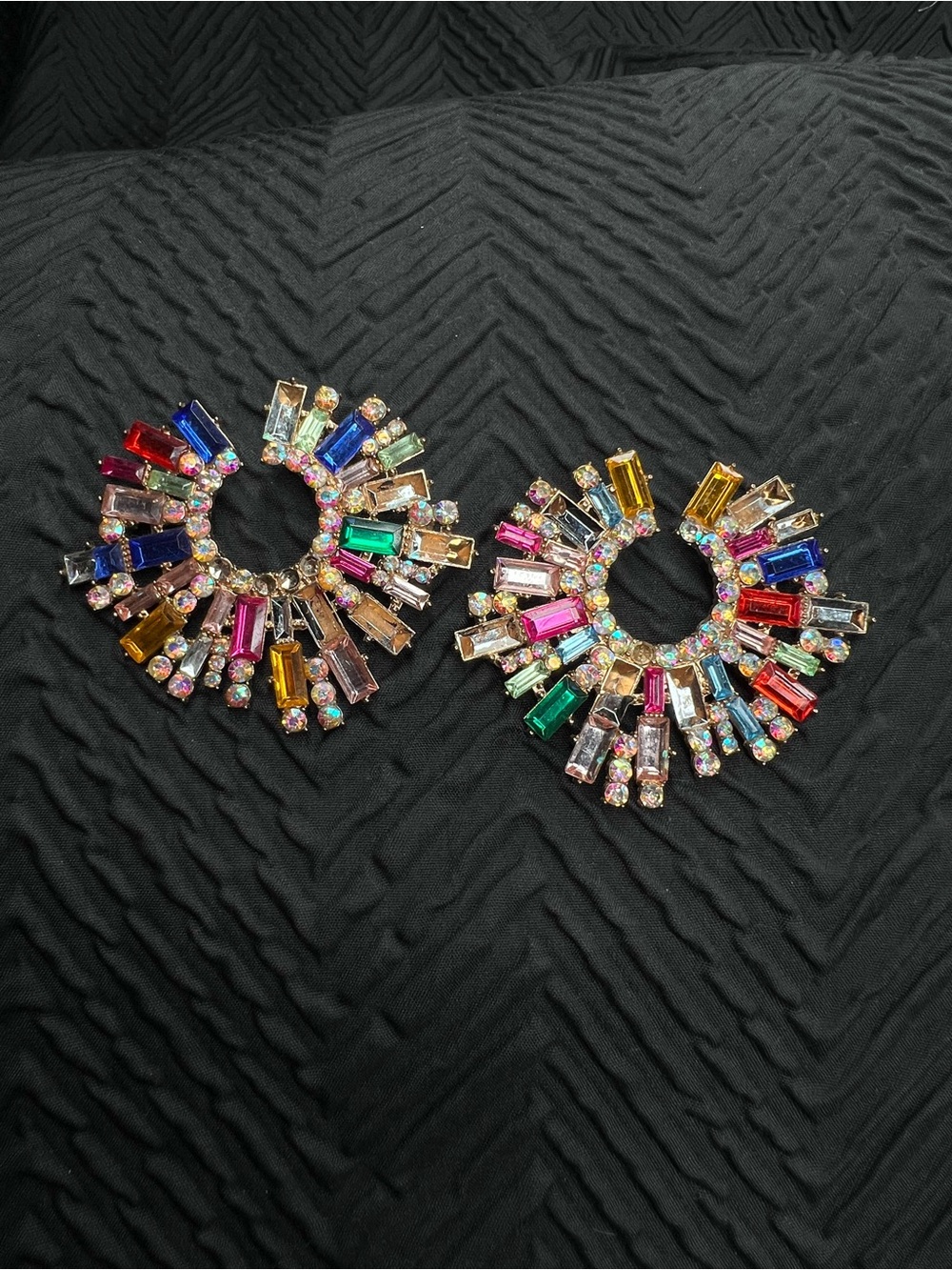 Multicolor Crystal Burst Statement Earrings